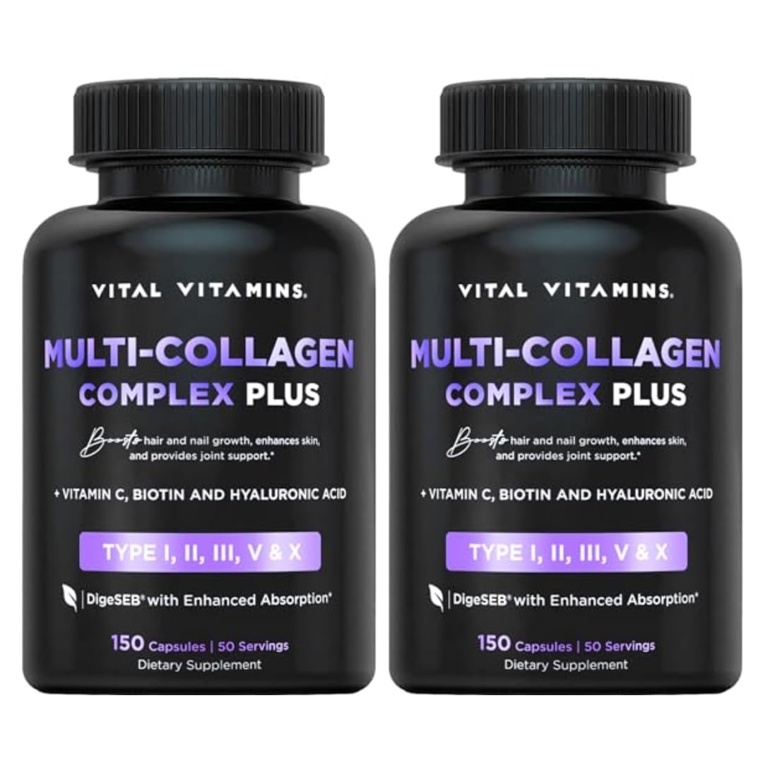 Vital Vitamins Multi Collagen for Women & Men - Type I, II, III, V, X - Grass Fed, Non-GMO - 150 Capsules