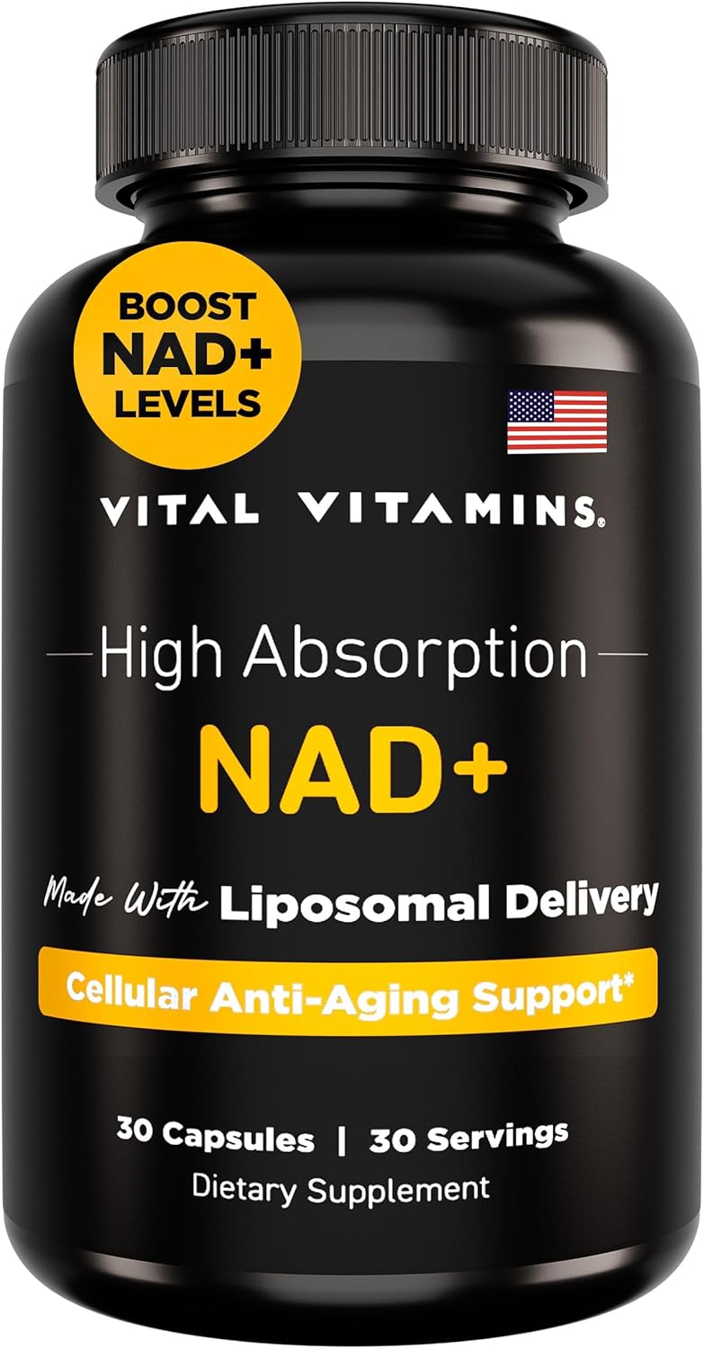 Vital Vitamins NAD Supplement - NAD+ (Nicotinamide Adenine Dinucleotide) for Men & Women - Made with Liposomal Delivery - Cellular Anti-Aging Support, Energy, Focus - 30-Day Supply