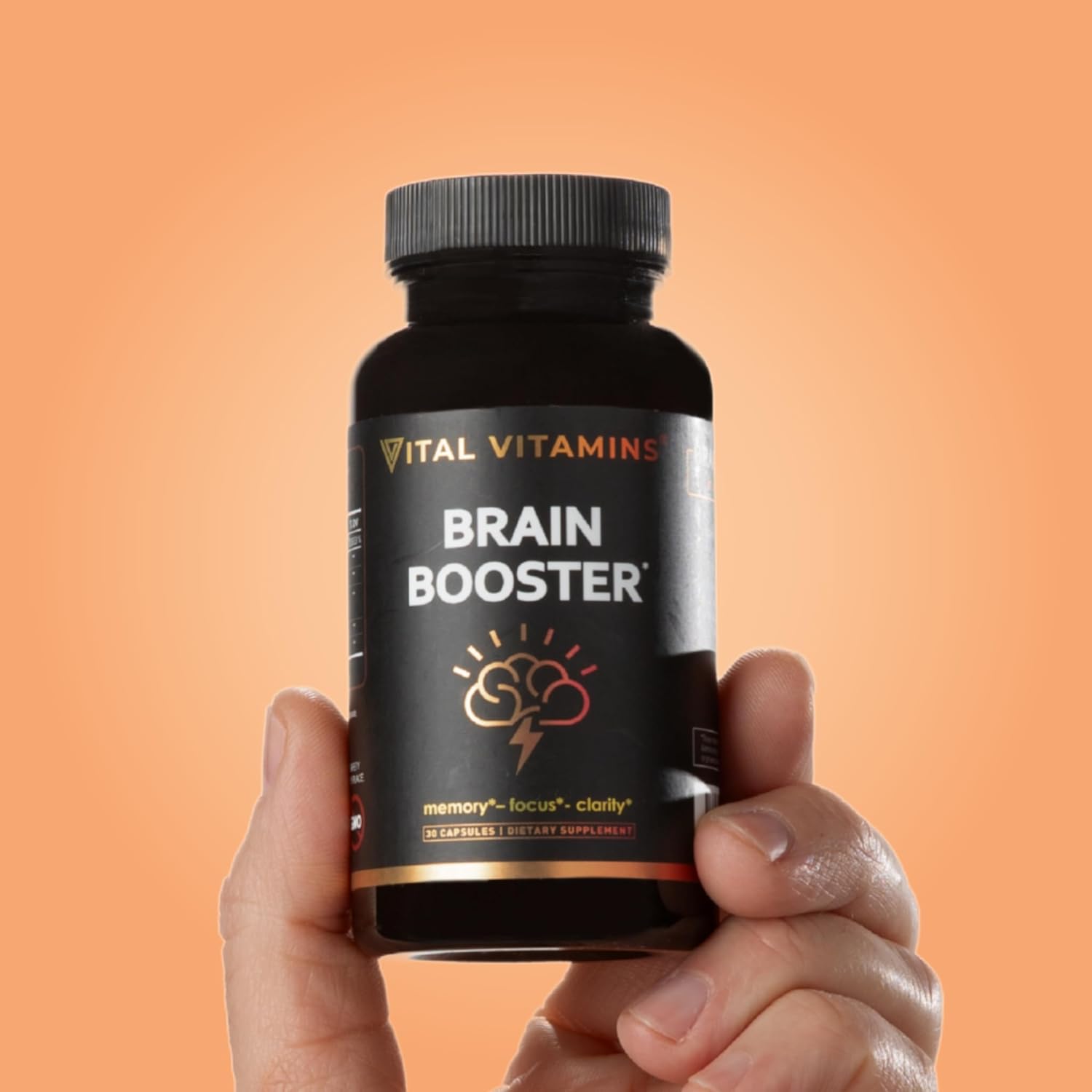 Vital Vitamins Brain Supplements with Bacopa Monnieri - for Memory and Focus – Nootropic Brain Booster - Caffeine-Free Support for Adults & Seniors – Non-GMO, 30-Day Supply, 30 Capsules