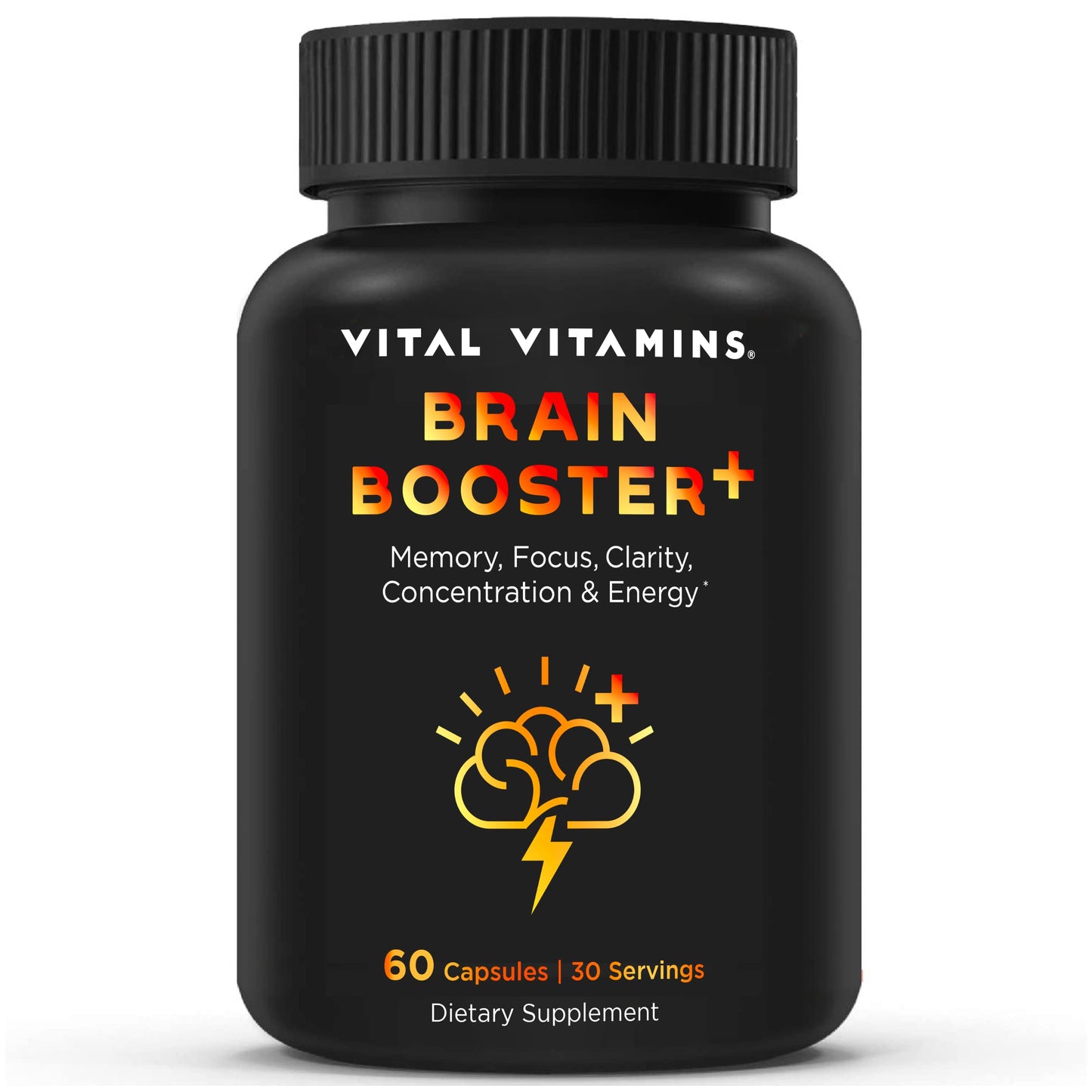 Vital Vitamins Brain Supplements with Bacopa Monnieri - for Memory and Focus – Nootropic Brain Booster - Caffeine-Free Support for Adults & Seniors – Non-GMO, 30-Day Supply, 30 Capsules