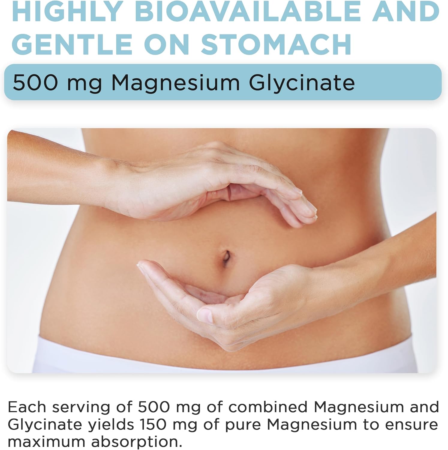 Vital Vitamins Magnesium Glycinate 500mg - High Absorption Formula - Promotes Relaxation, Calmness, & Restful Sleep - Pure Magnesium Supplement for Men & Women - 180 Capsules, Vegan, Non-GMO