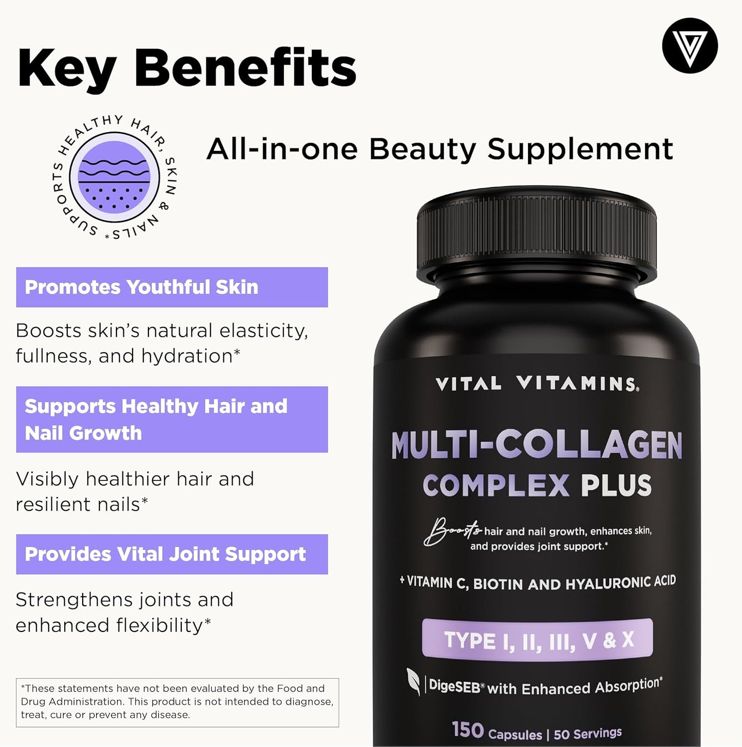 Vital Vitamins Multi Collagen Complex Plus + Glutathione Capsules