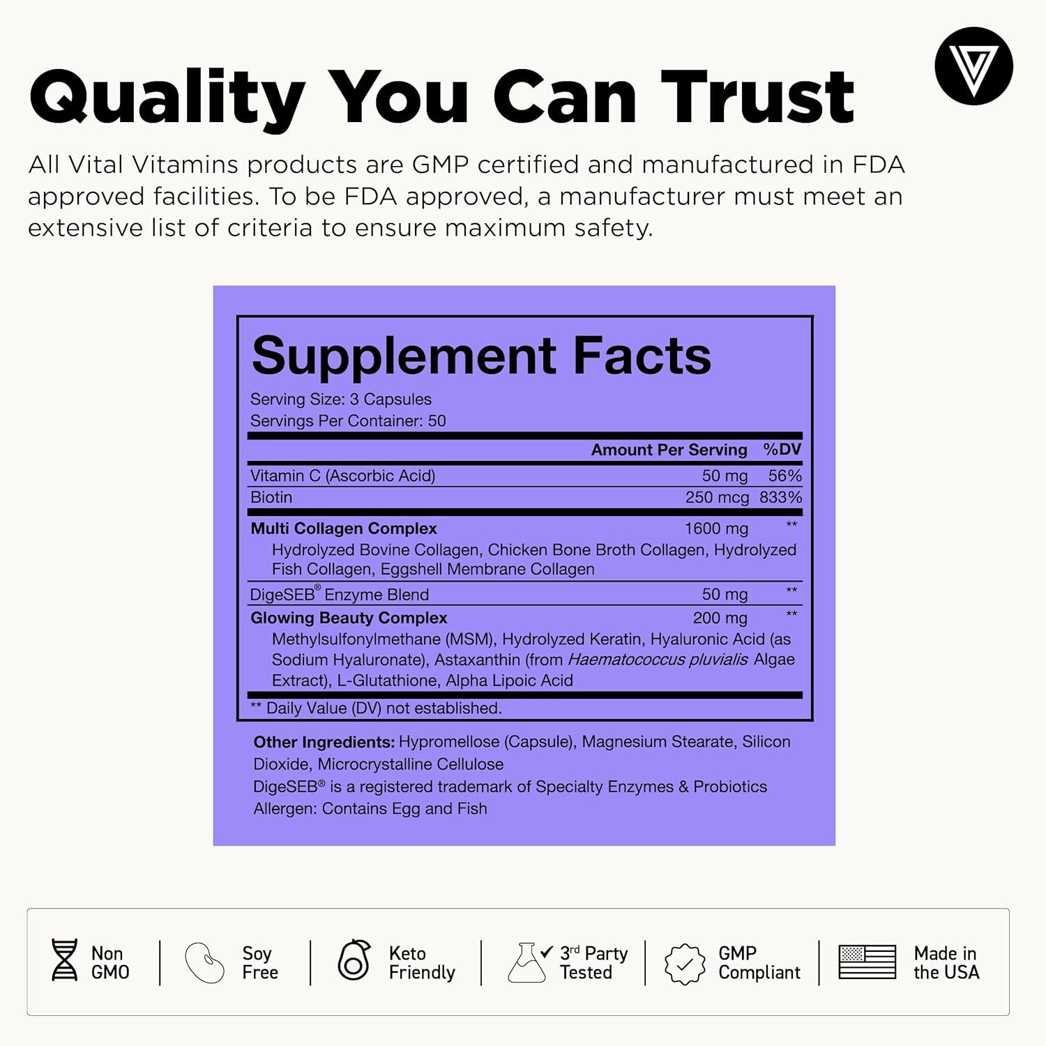 Vital Vitamins Multi Collagen Complex Plus + Glutathione Capsules